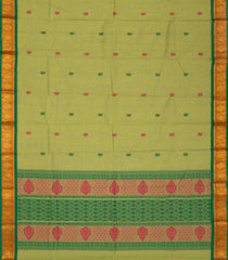 Cardamom Green Woven Chettinad Cotton Saree With Mango Buttas