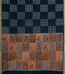 Teal Printed Art Chanderi Saree With Zari Border-BL5011