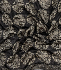 Indigo Printed Chanderi Cotton Saree With Bird Motifs & Sequin Work-CC1437