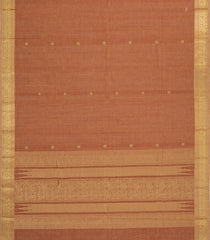 Dusty Peach Handloom Kanchi Cotton Saree With Floral Motifs-KC1675