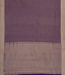 Dark Purple Woven Mysore Silk Saree With Chevron Stripes-MS3525