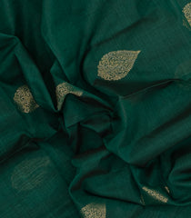 Dark Green Handloom Silk Cotton Saree With Buttas-SC4521