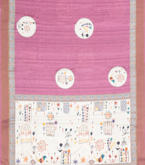Pink Printed Synthetic Tussar Silk Saree With Zari Border-SY0075