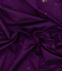 Purple Handloom Silk Cotton Saree With Yazhi Buttas & Contrast Border-SC3890