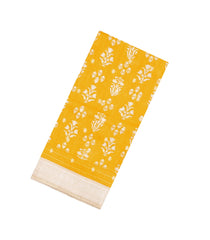 Yellow Printed Tussar Silk Saree With Floral Motifs-TU3666