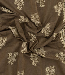 Dark Grey Woven Chirala Cotton Saree With Printed Border & Pallu-CR1368