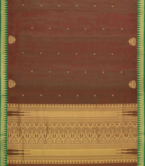 Rust Handloom Silk Cotton Saree With Buttas & Contrast Border-SC4020