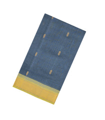 Grey Handloom Silk Cotton Saree With Buttas & Contrast Border-SC4465