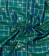 Teal Handloom Kanchipuram Silk Saree With Zari Checks & Buttas-KA16334
