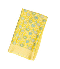 Lime Green Handloom Organza Soft Silk Saree With Meena Floral Motifs-SO4110