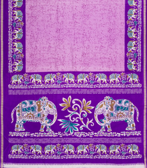 BubbleGum Pink Printed Synthetics Dupion Saree With Abstract Motifs-BL5202