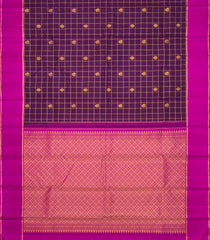 Magenta Handloom Kanchipuram Silk Saree With Checks & Buttas-KA12600