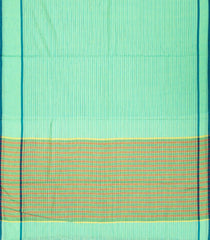 Mint Green Woven Chirala Cotton Saree With Stripes & Contrast Border-CR1343