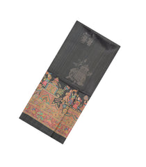 Dark Grey Printed Synthetic Tussar Saree With Wedding Motifs-BL5369