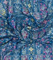 Light Blue Handloom Banarasi Jamdhani Saree With Meena Floral Motifs-BE1899