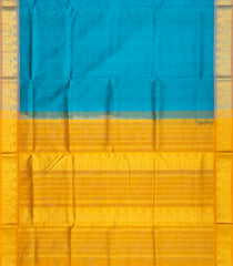 Cyan Handloom 9 Yards Silk Cotton Saree With Contrast Zari Border-SC3778