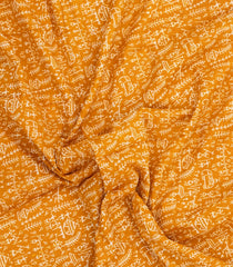 Mustard Printed Jaipur Cotton Saree With Tribal Motifs-JC1813