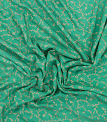 Aquamarine Handloom Banarasi Khaddi Georgette Silk Saree With Contrast Border-BE1822