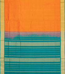 Mango Yellow Handloom Silk Cotton Saree With Zari Checks & Contrast Border-SC4726