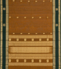 Oil Mustard Handloom Kanchi Cotton Saree With Horse Buttas-KC1760