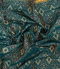 Teal Handloom Rajkot Patola Silk Saree With Ikat Motifs-IK0442