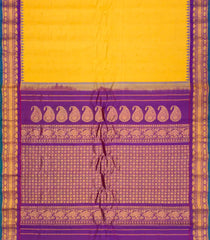 Mango Yellow Handloom Gadwal Silk Cotton Saree With Checks & Buttas-GA0176