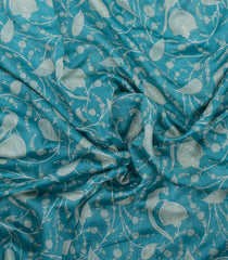 Sky Blue Printed Chanderi Cotton Saree With Floral Motifs-CC1741