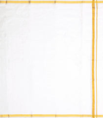 White Handloom Pure Silk 8 Yards Dhoti With Zari Border-CD1547