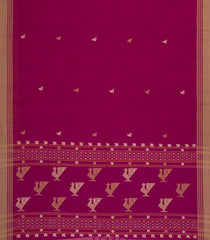 Hot Pink Handloom Bengal Cotton Saree With Bird Buttas-BG1604