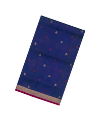 Dark Blue Handloom Uppada Silk Saree With Meena Floral Buttas-UP0399