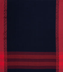 Midnight Blue Woven Bengal Cotton Saree With Contrast Border-BG1753