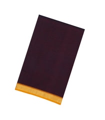 Dark Maroon Handloom 9 Yards Silk Cotton Saree With Contrast Border-SC4687