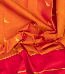 Orange Handloom Kanchipuram Silk Saree With Zari Buttas-KA16060