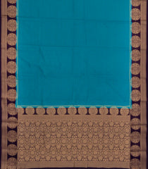 Cyan Woven Art Crepe  Saree With Zari Checks & Contrast Border-BL5127