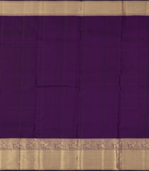 Dark Purple Handloom Kanchipuram Silk Saree With Gold & Silver Zari Motifs-KA13492