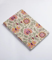 Cream 9 X 6 Inch Bagru Dabu Block Printed 96 Page Handmade Notebook-ACS1016