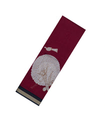 Maroon Printed Blended Cotton Saree With Zari Border-BL5673