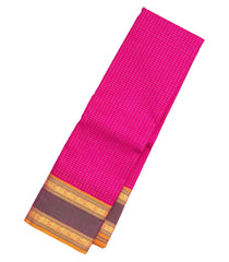 Hot Pink Handloom Kanchipuram Silk Saree With Zari Checks-KA12908