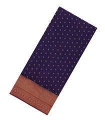 Navy Blue Woven Mysore Silk Saree With Floral Motifs & Contrast Border-MS3268