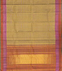 Taupe Handloom Kanchipuram Silk Saree With Checks