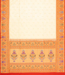 White Handloom Paithani Silk Saree With Meena Border & Pallu-PA1121
