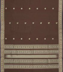Dark Beige Handloom Kanchi Cotton Saree With Buttas-KC1774