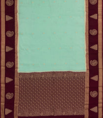 Aquamarine Woven Art Crepe  Saree With Buttas & Contrast Border-BL5123