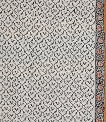 Brown Printed Jaipur Cotton Saree With Floral Motifs-JC1522