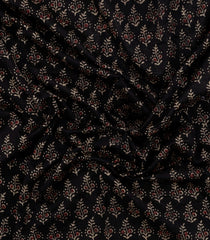 Black Printed Chanderi Cotton Saree With Zari Border-CC1530