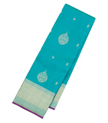 Turquoise Handloom Kanchipuram Silk Saree With Bird Motifs-KA15028-Turquoise