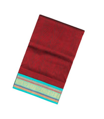 Crimson Handloom 9 Yards Korvai Silk Cotton Saree With Contrast Border-SC3789