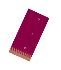 Hot Pink Handloom Bengal Cotton Saree With Bird Buttas-BG1604