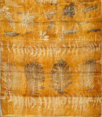 Mustard Handloom Tussar Silk Saree With Eco Printed Motifs-TU2830