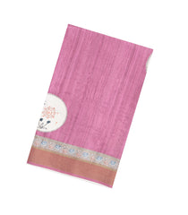 Pink Printed Synthetic Tussar Silk Saree With Zari Border-SY0075